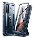 Dexnor Coque Compatible avec Samsung Galaxy S20 FE 4G/5G 6,5" (Not Fit S20) avec Protecteur d'écran Intégré 360 Full Body Bumper Protection Cover avec Support - Bleu Marine