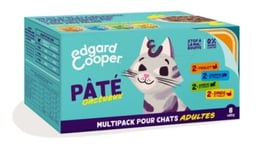 Multipack 8X85G paté pour chat adultes onctueux poulet, saumon et poulet, agneau et poulet, dinde et poulet Edgar cooper