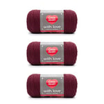 Red Heart with Love Berry Red Yarn - 3 Pack of 198g/7oz - Acrylic - 4 Medium (Worsted) - 370 Yards - Knitting/Crochet