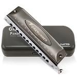 East top Harmonica adulte chromatique professionnel 12 trous 48 tons en Do, harmonica chromatique 12 trous avec étui gris Top Grade pour adults, joueur professionnel et étudiants, comme cadeau (48NV)