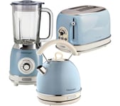 ARIETE Vintage ARPK27 Toaster, Kettle & Blender Bundle - Blue