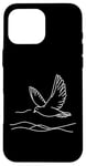 Coque pour iPhone 16 Pro Max Line Art Oiseau et ornithologue Colombe à ailes blanches