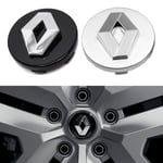 4-Pack - Renault Centrumkåpor / Hjulnav Emblem - Bil 60mm - Svart