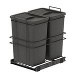 Emuca - Recycle Bins for Kitchen, 2 x 35 L, Lower Fixing and Manual Removal, Anthracite Grey Plastic