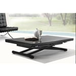 Table basse relevable extensible happening en verre noir