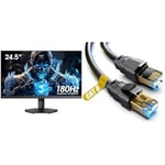 KOORUI 24.5 Inch FHD Gaming Monitor, Computer Monitors Full HD (1920 x 1080), VA, 1ms, Adpitive & Akake Cat 8 Ethernet Cable, 0.5M 1M 2M 3M 5M 6M 9M 12M 15M 18M 30M Heavy Duty High Speed Internet