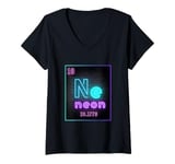 Womens Neon Element Of The Chemistry Periodic Table For Teacher V-Neck T-Shirt