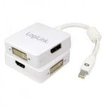 LogiLink -sovitin Mini DisplayPort to HDMI / DVI / DisplayPort 3w1, valkoinen