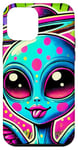 Coque pour iPhone 12 mini Alien coloré avec halo et ailes Pop Art cool