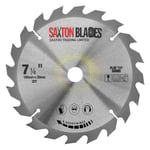 Saxton Lame de scie circulaire TCT 185 mm x 20 dents x 20 mm alésage + anneau de 16 mm compatible avec les scies Evolution.[G612]