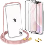 Chaîne De Téléphone Portable Pour Iphone Xr - Avec Cordon - 1 Coque Transparente Avec 2 Films De Protection D'écran - Collier Amovible - Élégant Étui De Protection Pour Téléphone Portable -