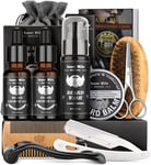 Beard Grooming Kit for Men - Shampoo, Oil, Balm, Trimming Set, Scissors, Comb