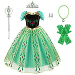 Discoball Anna Princesse Robe,Anna Elsa Costume Mit Accessoires,Enfants Reine des Neiges Déguisement de Princesse Pour Fête d'anniversaire,Noël Carnaval Halloween Robe de Soirée Cosplay Enfants Robes