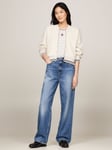 Tommy Hilfiger Crop Zip Bomber Sweatshirt, Ancient White