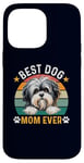 Coque pour iPhone 14 Pro Max Meilleure mère de chien Lowchen de tous les temps, propriétaire et amante de chiens amusants et rétro