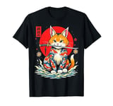 Japanese Samurai Ninja Cat Kawaii Tattoo Graphic T-Shirt