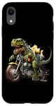 Coque pour iPhone XR T-Rex Tyrannosaurus Dinosaure Dino Rex équitation une moto