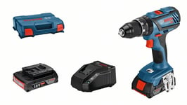 Bosch Slagborrmaskin GSB 18V-28 med 2st 2,0Ah batterier och laddare GAL 18V-40 i L-BOXX