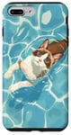 Coque pour iPhone 7 Plus/8 Plus Chat en raquettes à neige dans l'eau de la piscine pour maman papa enfants