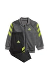 adidas I mm XFG Ts Tracksuit - Top: Dark Grey Heather/Semi Solar Slime Bottom: Black/Semi Solar Slime, 6-9m