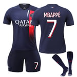 Paris fotbollströja Set Barn Ungdom Vuxen Mbappe/Messi/Neymar T-shirt tröja No. 7 Z No. 7 24(130-140cm)