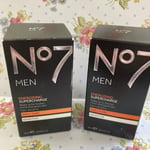 No7 MEN Energising Supercharge 50ml Sensitive Daily Facial Skincare NEW. X 2