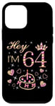 Coque pour iPhone 12 mini Bougie d'anniversaire pour 64e anniversaire Inscription Hey I'm 64, 64 Years Old Women