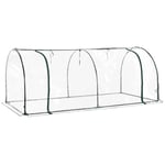 Outsunny Mini Greenhouse, Small Polytunnel Green House with Zipped Doors, Steel Frame for Garden Patio, 200 x 100 x 80cm, Clear