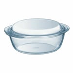 Pyrex Essentials Glass Round Casserole Dish with Lid 1.0L - Transparent