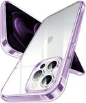 DASFOND Coque Crystal Clear pour iPhone 12/iPhone 12 Pro, [Transparente et Résiste Jaunit] Souple TPU & Acrylique Étui Antichoc Bumper, Ultra Fine Parfaite Ajustée Housse iPhone 12/12 Pro, Violet