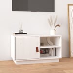 Meuble TV Blanc 70x34x40 cm Bois de pin massif - The Living Store