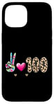 Coque pour iPhone 15 Peace Love 100 Days Of School Cœur léopard