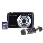 Praktica Compact Digital Camera Black Kit inc 32GB SD Card and Card Reader, 18MP 8x Optical Zoom Entry Level for Beginner, Kids, Students