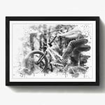 Arty Pie Framed Print Black A2 (24.5x18 Inch) BMX Bike V3, Wood, Multi-Colour, 60 x 42 x 2 cm