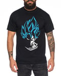 WhyKiki Super Son Goku T-Shirt pour Homme Dragon Master Son Ball Vegeta Turtle Roshi DB, Farbe2:Noir/Bleu;Größe2:M