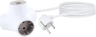 660111 Cube De Prises Adaptateur De Courant Rallonge Schuko Usb Prise De Charge Prise Multiple 1,4 M Blanc/Gris[MUL212974]