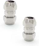 2 Pièces 10 MM Raccord de Tuyau à Virole de Compression, Argent Tuyau Pneumatique Raccord, Cuivre Nickelé Tube Double Droite Connecteur Rapide, Convient pour Plomberie, Compresseur D'air