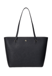 Lauren Ralph Lauren Crosshatch Leather Medium Karly Tote Svart