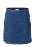 Selected Femme Slfclair Mw Mid Bl Shor Wrap Denim Skirt Blå