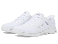 Skechers Women's GO Walk 7 Valin, White Textile/Black Trim, 3 UK