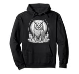 Sacred Satanic Owl with Candles | Dark Ritual Owl Witchcraft Pullover Hoodie