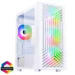 CiT Terra White Micro-ATX PC Gaming Case with 4 x 120mm Infinity Fans Included Tempered Glass Side Panel