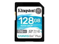 Kingston Canvas Go! Plus - Flash-Minneskort - 128 Gb - Video Class V30 / Uhs-I U3 / Class10 - Sdxc Uhs-I