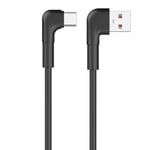 Maxlife MXUC-09 Vinklet kabel USB - USB-C 1,0 m 3A, svart