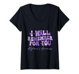 Womens I Will Remember For You Alzheimer's Awareness Groovy V-Neck T-Shirt