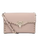 Valentino Garavani Womens Rockstud Crossbody Bag - Beige Calfskin - One Size