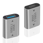 Duttek Adaptateur USB vers USB Type C 10Gbps, Adaptateur USB A Femelle vers USB C Femelle, USB Femelle vers USB C pour Synchronisation des Données et Recharge, pour iPhone, MacBook Pro,PC (2 Pack)