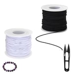 Heting-YQ Lot de 3 Fil Elastique pour Bracelet Cordon de Perles avec Ciseaux 100m*1mm Fil Rouleau de Cordon Elastique pour Fabrication Perles Bijoux Collier