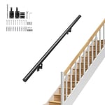 VEVOR H8170-5 Main Courante 1524 mm Rampe Escalier Murale Intérieur Barre Appui Alliage d'Aluminium Épais Kit d'Installation Capacité de Charge 199,6 kg Couloirs de Maison, Noir