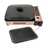 Portable Camp Gas Grill BBQ Cooker with Grill Pan Plate Lid Auto Piezo Outdoor